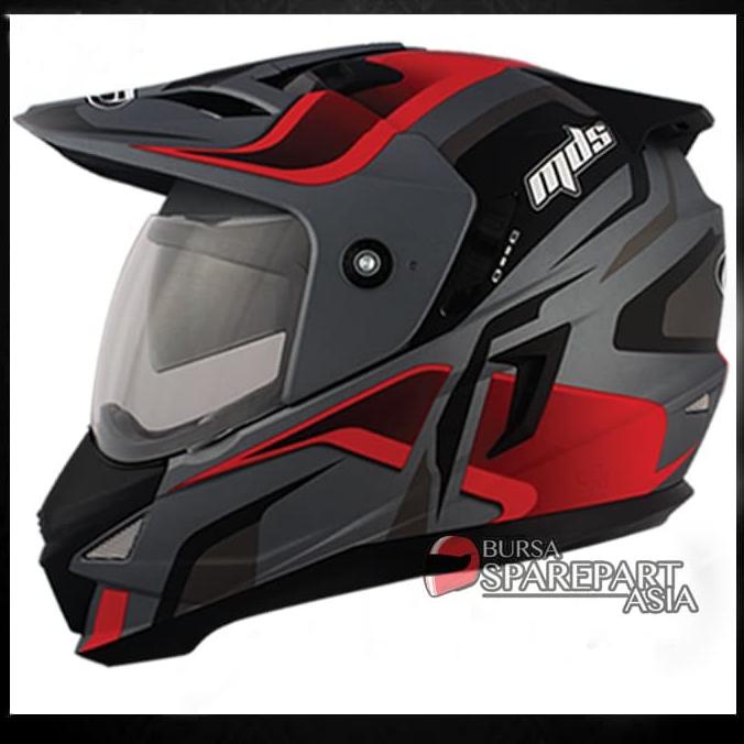 HELM FULL FACE Helm MDS Super Pro Motif Black Red Grey Full Face Cross Superpro #2
