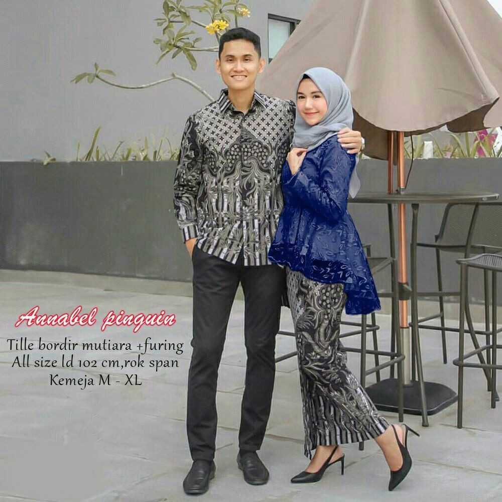 (TERMURAH - ORI & REAL PIC!  WARNA) Batik Couple Andhini Kebaya Couple Brukat Anabel - BS073-2
