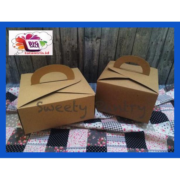 

H8Hjdt- Dus Kue / Box Kue / Gift Box Model Tenteng Coklat Natural Drtdz-