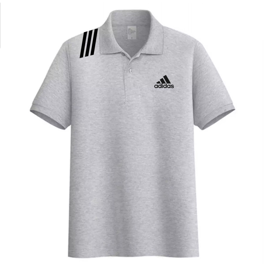 Kaos Kerah Pria Premium / Kaos Polo Shirt Adidas / Size M-L-XL-XXL - Abu-abu, M