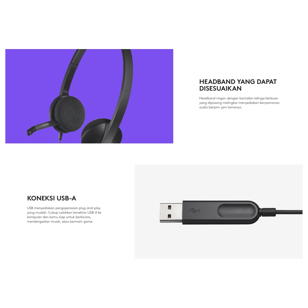 Logitech H340 Stereo Headset / Noise Cancel Digital Audio USB A H 340