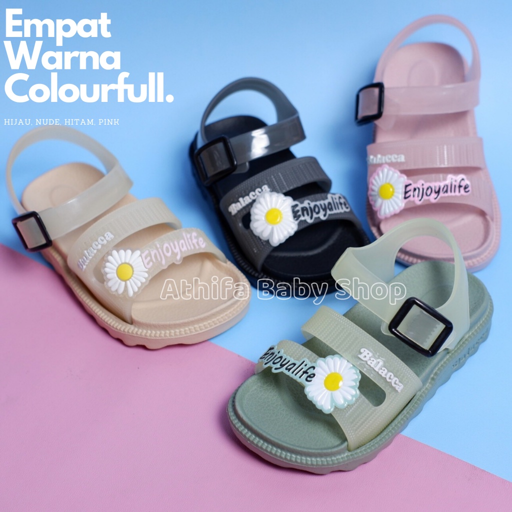 Sepatu Sandal Anak Perempuan Bayi Balita Usia 6 7 8 9 10 11 Bulan 1 2 3 Tahun Size 19 20 21 22 23 24 Sendal Gunung Karet Cewek Spatu Sandal Prewalker Karet Phylon Ringan -Balacca 044b-