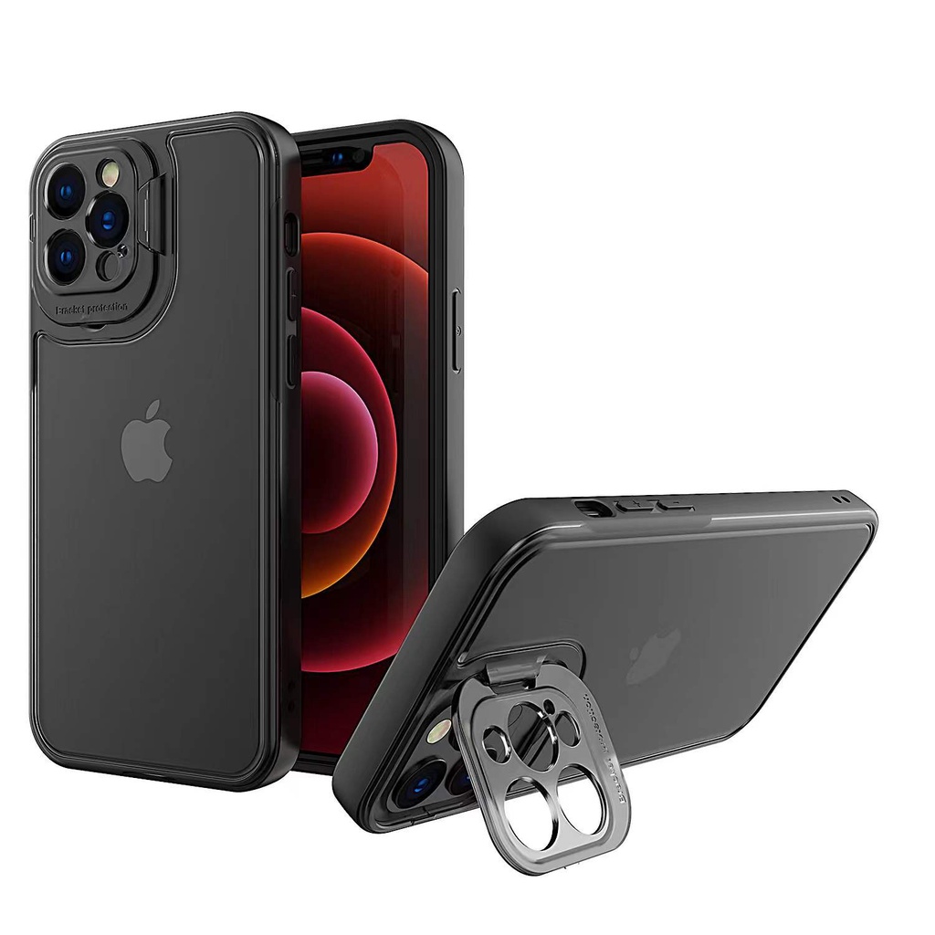 Lensa Protection Kreatif Stand Phone Case For IPHONE X XR XS MAX 11 PRO MAX 12 PRO MAX 13 PRO MAX