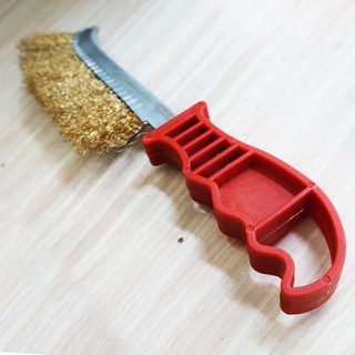 Sikat Kawat Kuningan Gagang Plastik / Sikat Kawat Model Golok Wire Brush Sikat Baja Sikat Bari / Sikat kawat