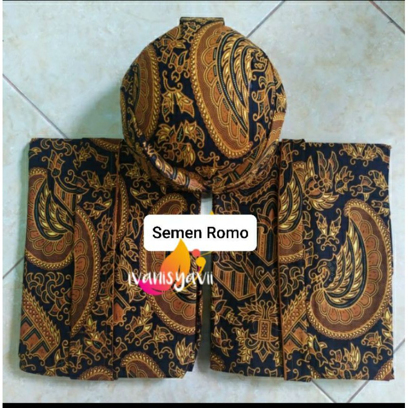 Set Jarik Instan Bapak Ibu + Blangkon (ModeL Jawa/ Sunda), Motif Semen Romo