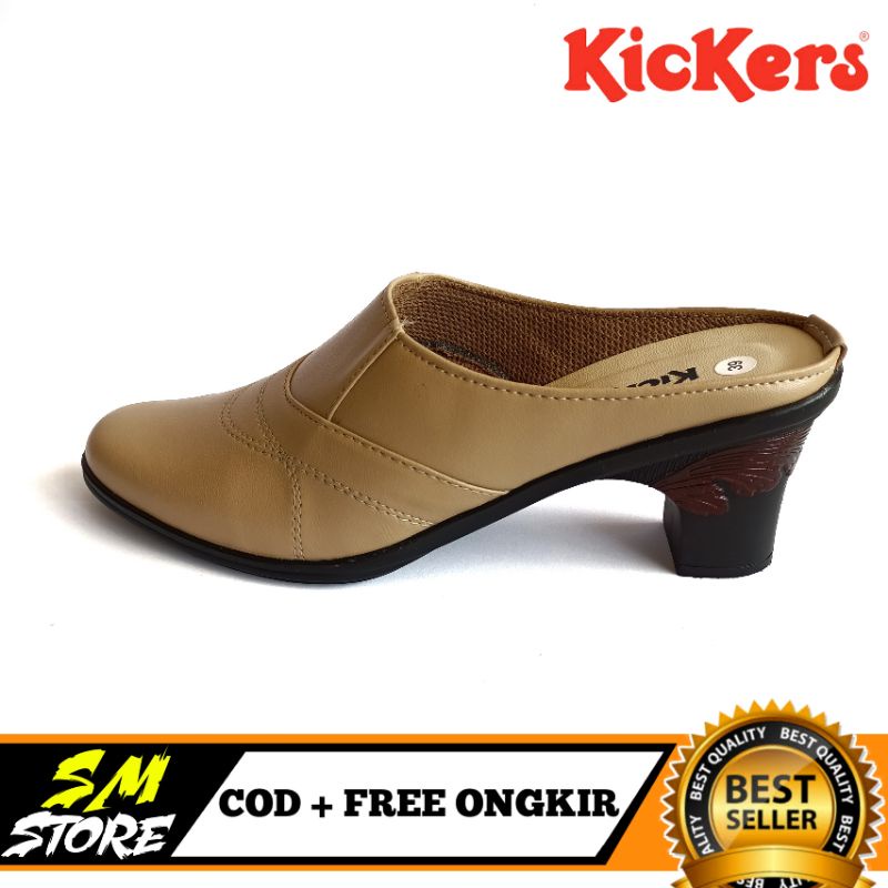 SANDAL WANITA HEELS SLOP KULIT/SANDAL HEELS CASUAL/BUSTONG WANITA KULIT