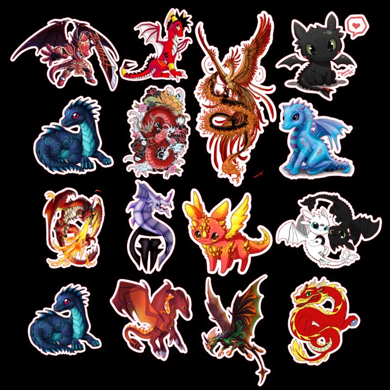 

Stiker kartun Naga isi 15 pcs