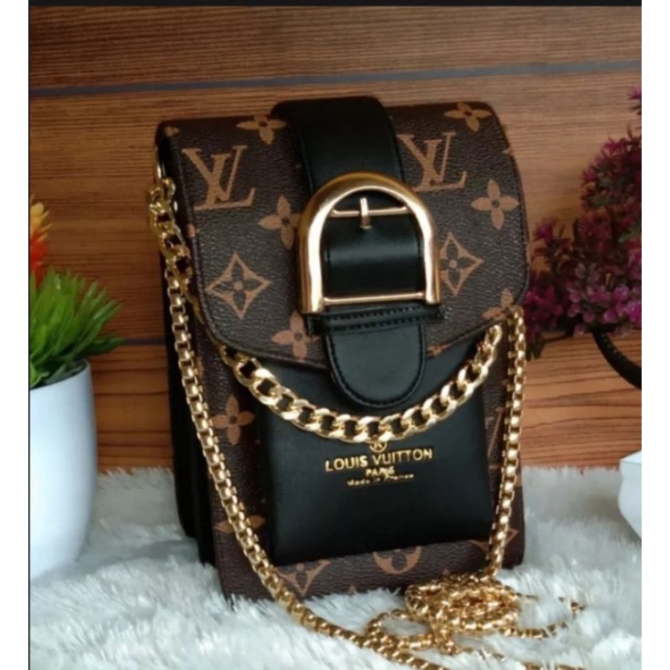 TAS SLINGBAG HP 3 RUANG 2 RANTAI KUNING MEWAH TERBARU 2021