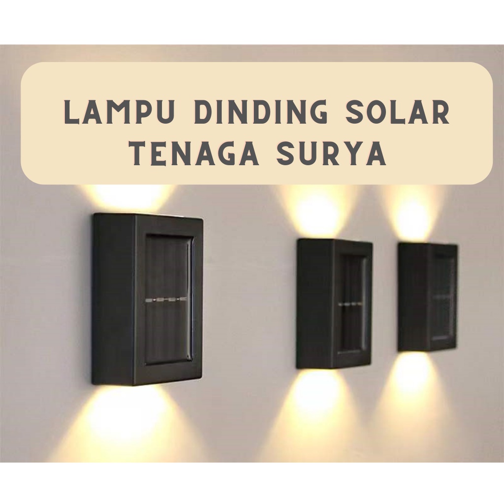 Lampu Dinding outdoor 2 arah Tenaga Surya Anti Air Untuk Dekorasi Taman Lampu kotak