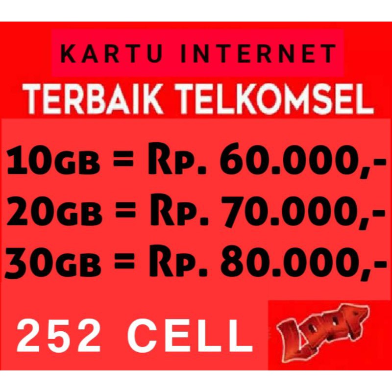 Kartu data telkomsel 10gb/10k