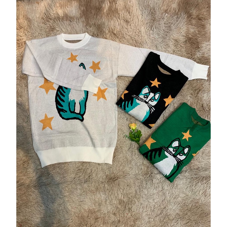 Sweater Rajut Motif Kucing