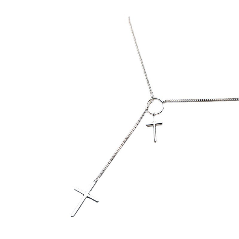 Fashion Simple Cross Long Chain Pendant Necklace For Women