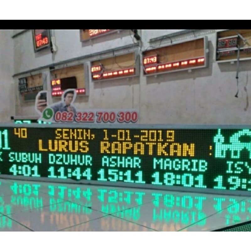 jam digital masjid runing text 200x40cm
