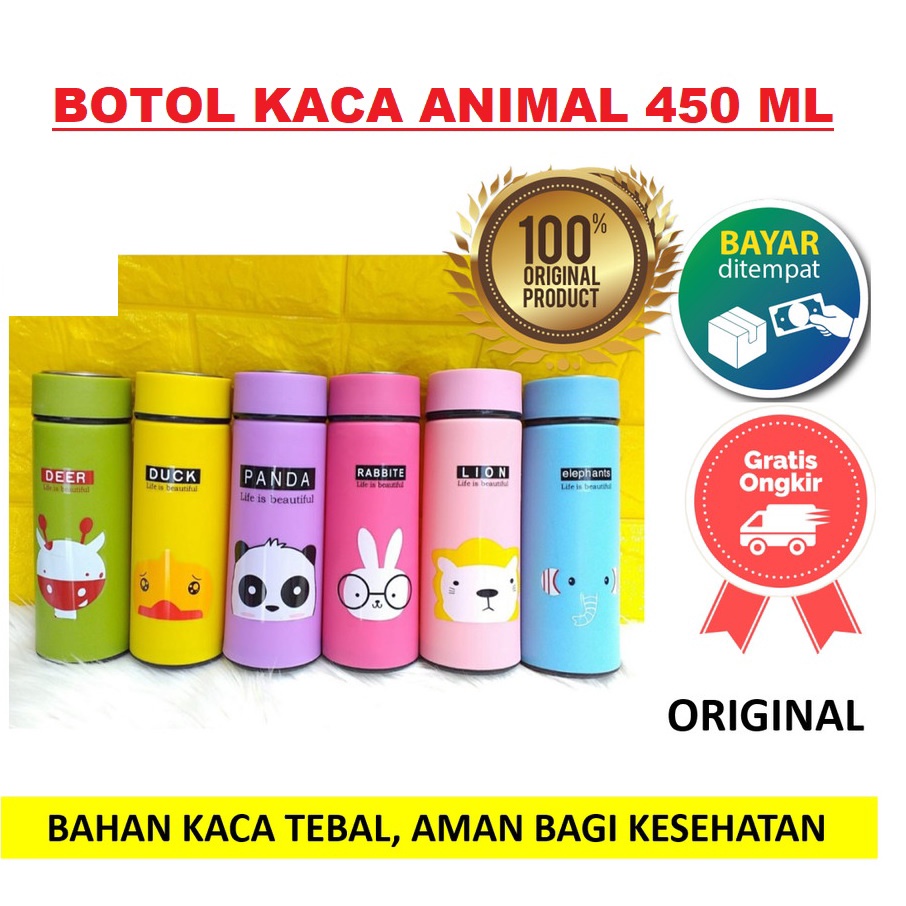 TERMOS KACA LIFE ANIMAL / BOTOL ANIMAL KACA