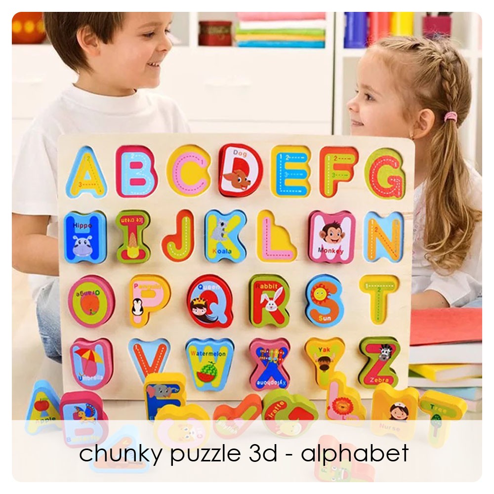 Edufuntoys CHUNKY 3D angka bentuk dan huruf mainan 