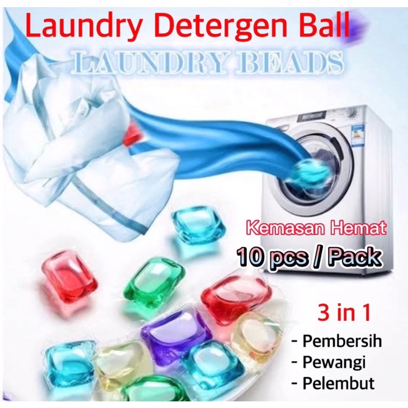 Sabun Detergen Laundry Gel 3in1 (isi 10 pcs) Pembersih Anti Septik + Pewangi + Pelembut