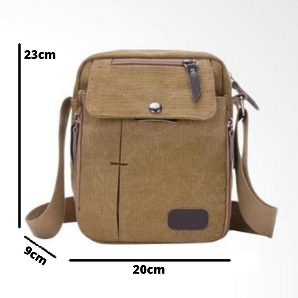 Tas Selempang Pria Import Kanvas / Tas Selempang Pria Muat Banyak / Tas Kuliah Muat Banyak Barang / Sling Bag RYH