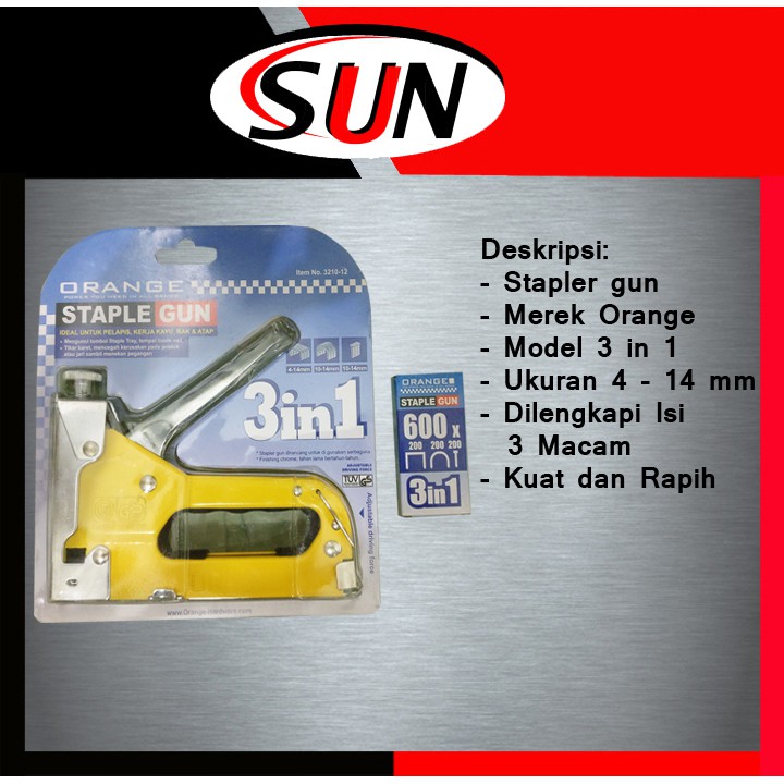 Tembakan Stapler Staples Adjustable 3 In 1 4 - 14 Mm Plus Isi 3 Macam Jok Motor Kayu Sofa