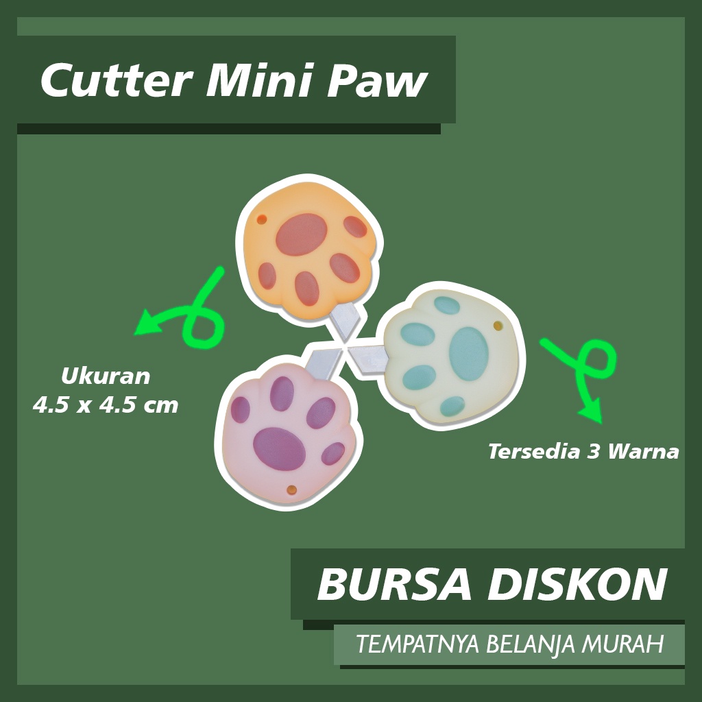 

Cutter Mini Paw Cat Dog Pemotong Kertas Kater Motif Mini Karakter Lucu Small Knife Pisau