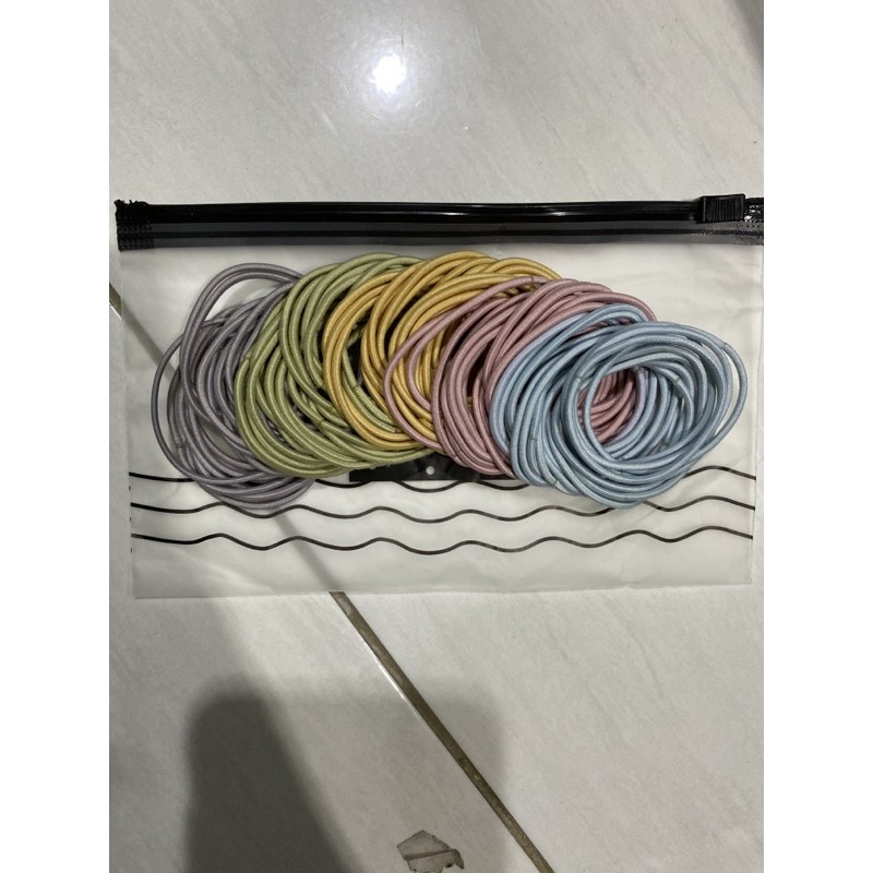 100 pcs Kunciran Rambut Pouch Korea-Mix pastel 100
