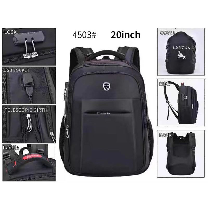 Tas ransel laptop polo luxton import super jumbo, Anti air pria wanita USB PORT