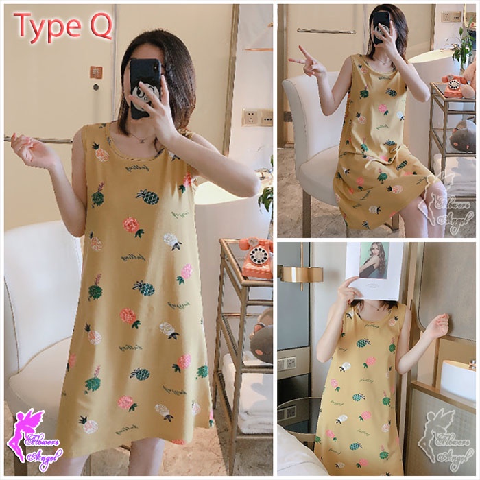Daster Kaos Murah Tanpa Lengan Wanita Sexy Sleepwear-6