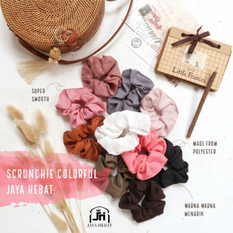 SCRUNCHIE IKAT RAMBUT MURAH KUNCIRAN SCRUNCHIES MINI POLOS GAYA KOREA CEMOL CEPOL RAMBUT