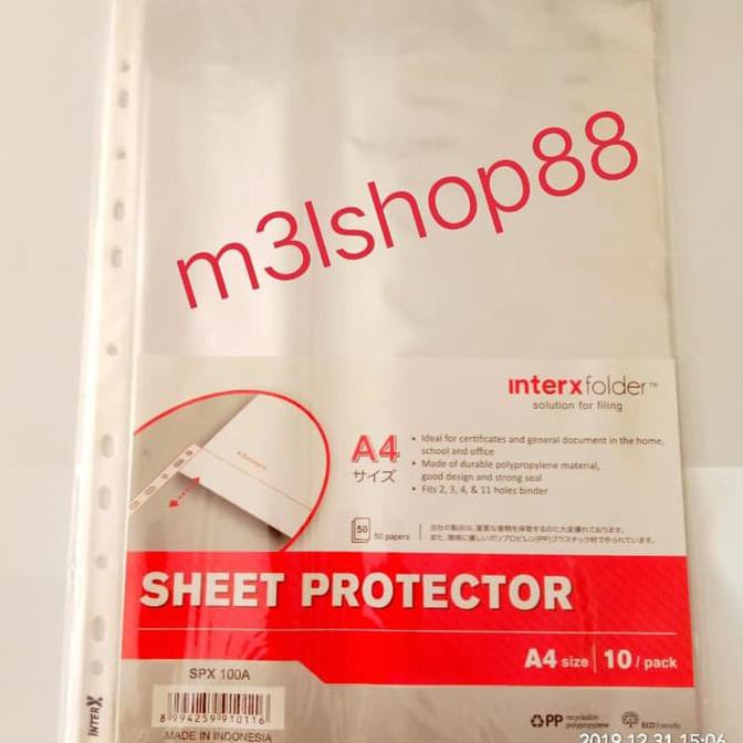 plastik pp pocket a4 merk inter x folder