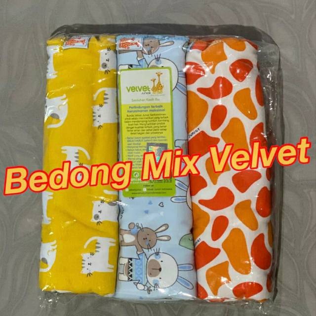 Velvet junior bedong bayi / kain bedong bayi isi 3 PCS / KAIN BEDONG BAYI ADEM VELVET 3PCS