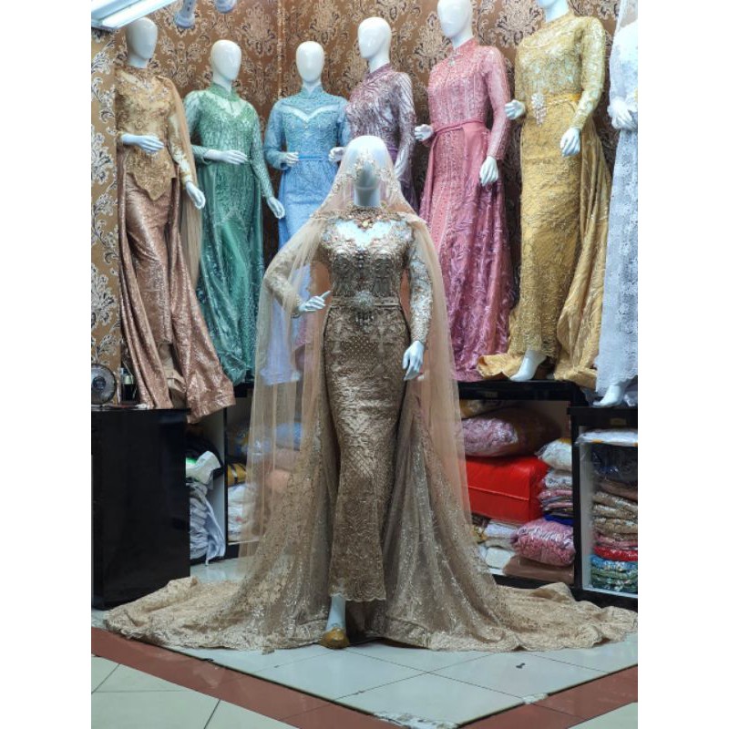 gaun pengantin slim full payet