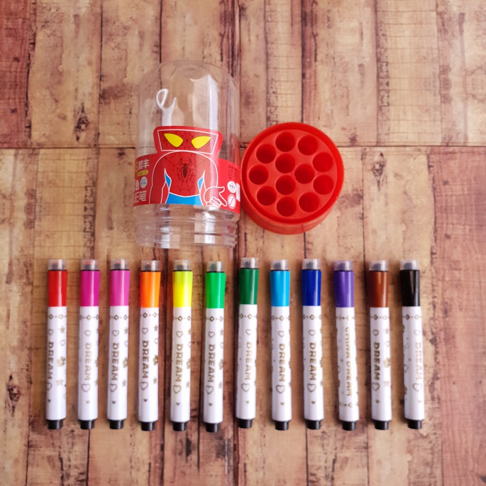 Water Colorpen + Cap / Stamp Avengers / Super Heroes / Marvel 1005-12  12 Warna