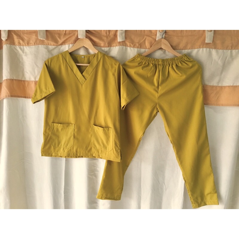 Baju Jaga / Baju OK / Baju OKA / Baju Operasi / Doctor Scrub / Seragam Medis / Baju Scrub-Yellow Mustard