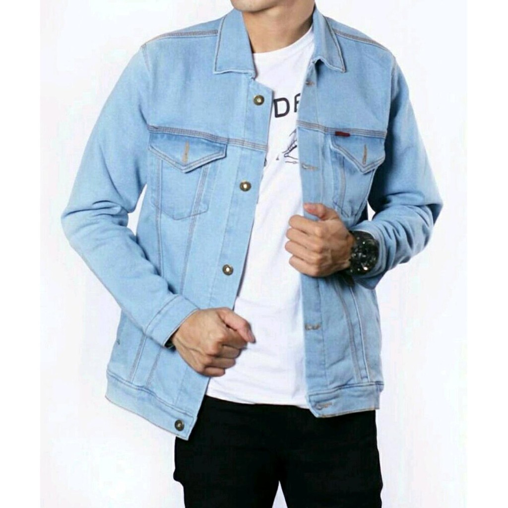 TURUN HARGA ! Jaket Jeans Distro Pria / Jaket Denim Pria / Jaket Jeans Putih