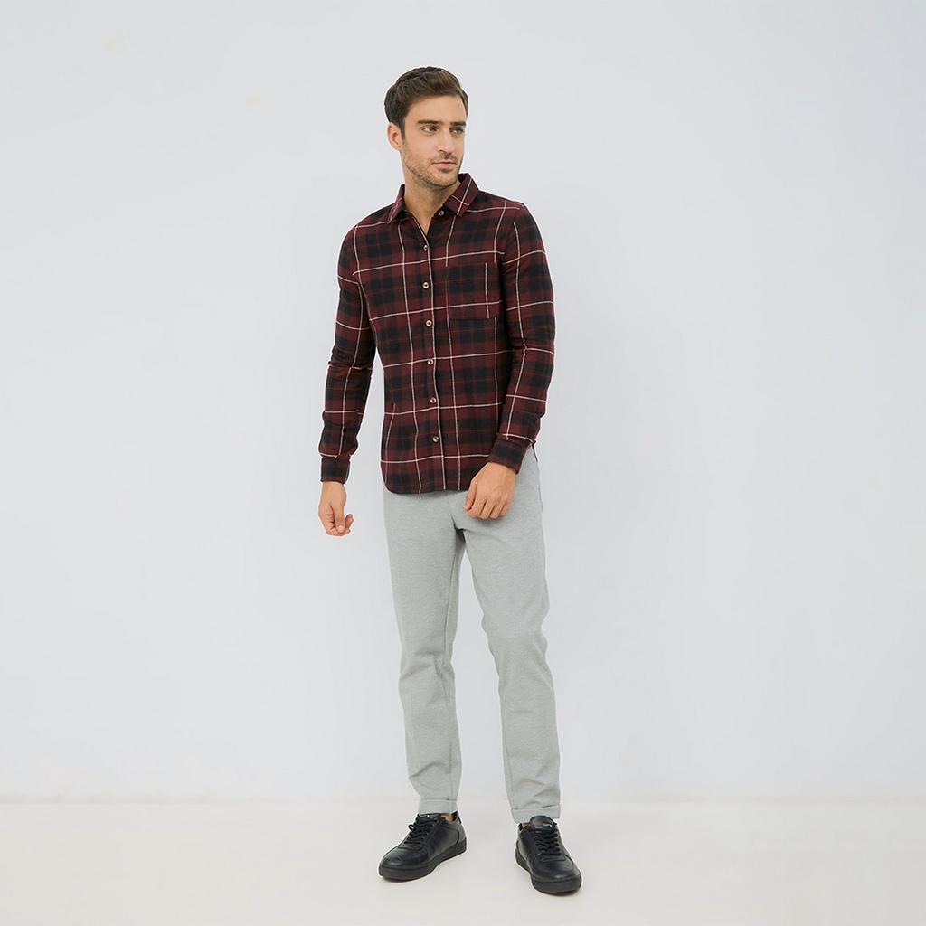 JOY SHADE  Kemeja Pria Tangan Panjang MAROON PLAID by Aeropostale