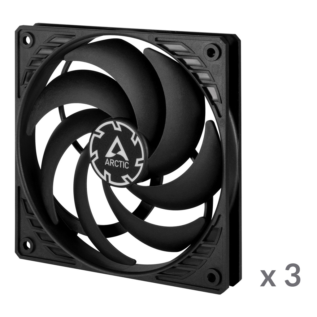 Fan ARCTIC P12 Slim PWM PST Black 3pcs Value Pack | 120mm 12cm