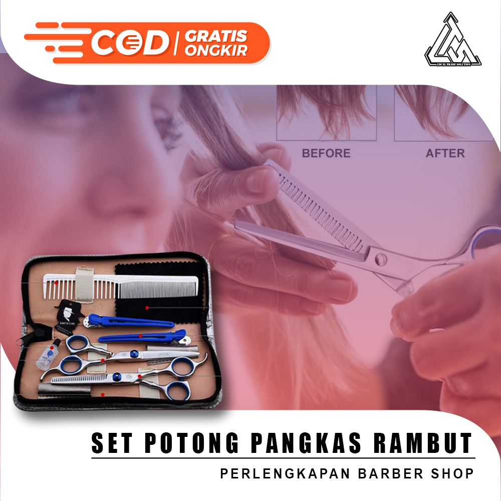 Gunting Set Potong Pangkas Cukur Rambut Salon Profesional Paket Perlengkapan Barber Shop Lengkap