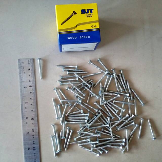 SKRUP SEKRUP PAKU 8 X 1 1/2&quot;/WOOD SCREW /TAPING SKRUP/PAKU SKRUP SEKRUP BAUT/ALAT PENAHAN PENGENCANG BAUT PAKU PADA TEMBOK DINDING