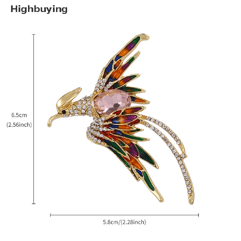 Hbid 1pc Bros Pin Enamel Burung Phoenix Hias Kristal Berlian Imitasi Multi Warna Untuk Pria / Wanita