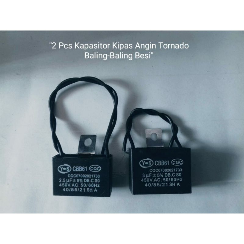 2 Pcs Kapasitor Kipas Angin Tornado Regenci Regency Regensi Baling-Baling Besi 2.5 3 uf Mikro Micro Farad 18&quot; 20&quot; Inci Inch Inchi Meja Duduk Berdiri Dinding Tembok Desk Standing Wall Fan