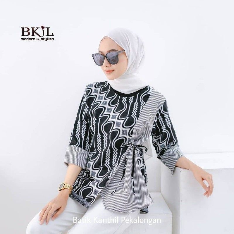 tey-17 Batik wanita ASJ SA HRB026 Kenongo Kemeja Tosca Pendek-Parang ageng