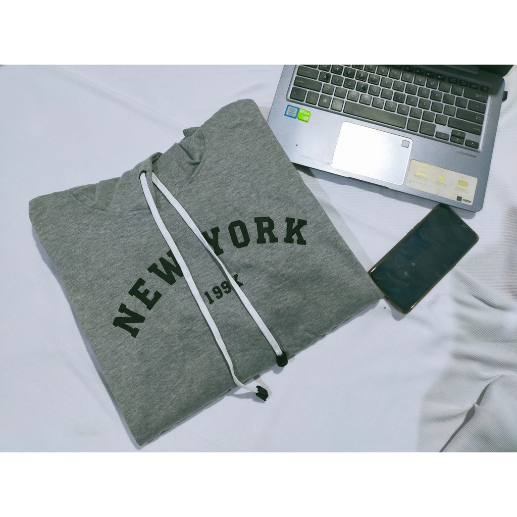 Sweater HOODIE Wanita NEW YORK 199X//Flecee//Allsize Sweater-grey