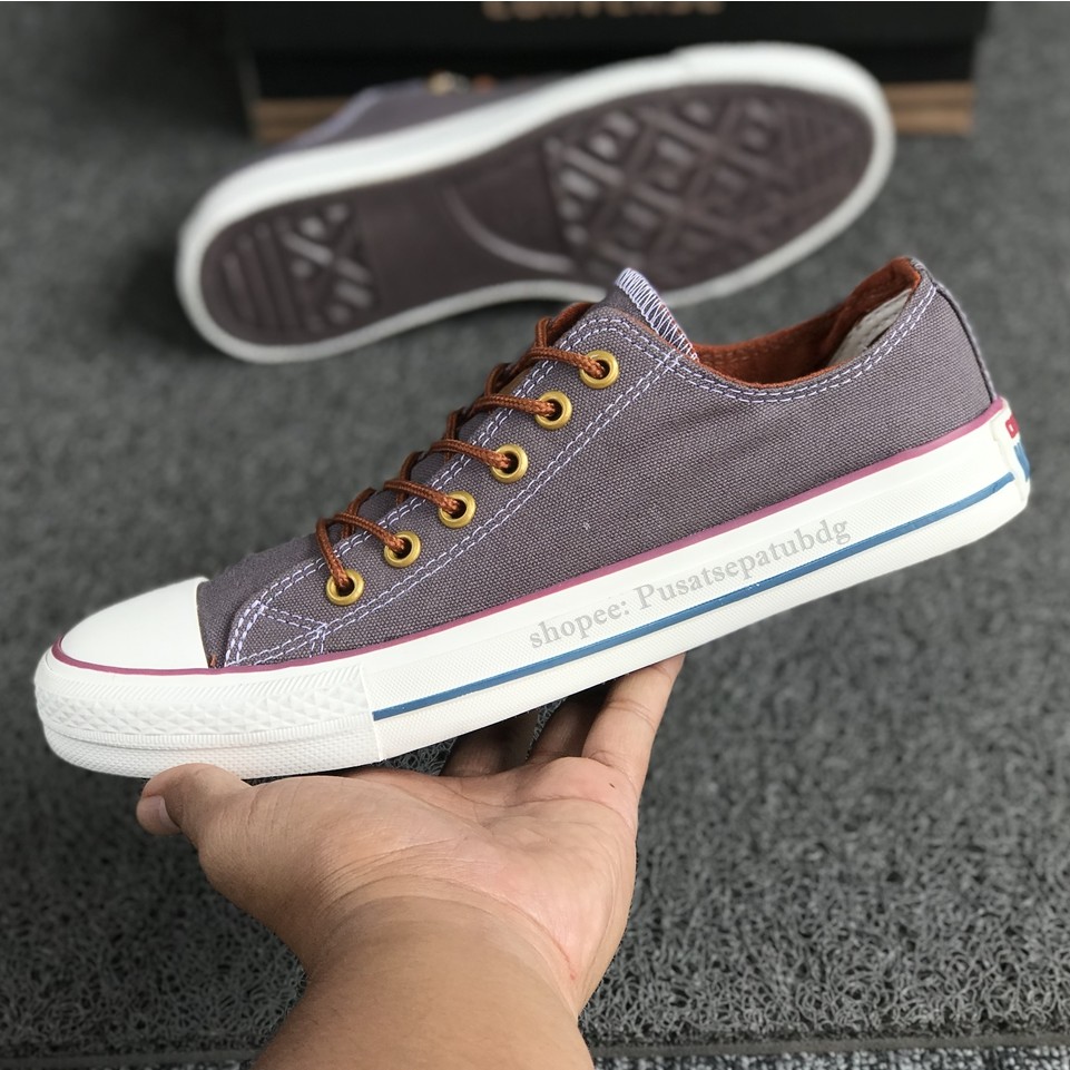 (BAYAR DITEMPAT) Converse Premium Tali Tan Low Grey