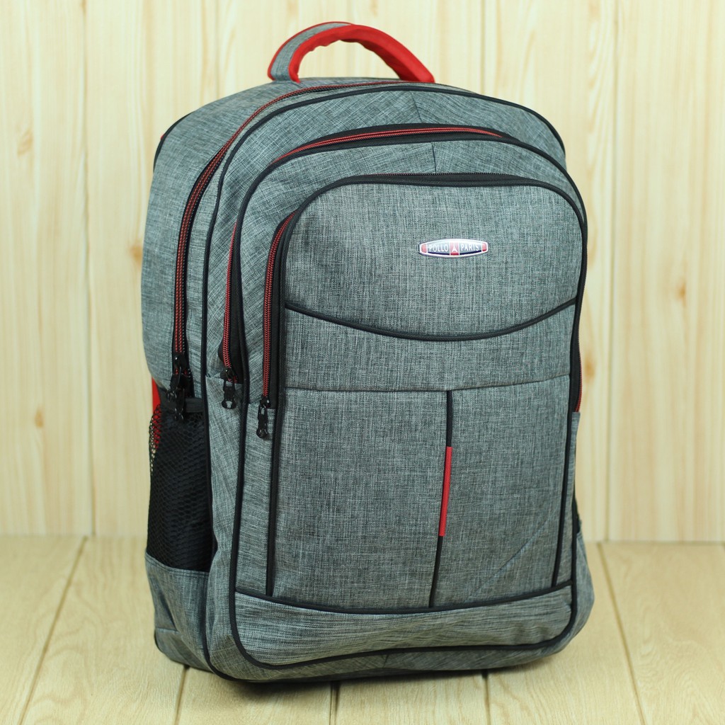 Tas Ransel Polo Dua Kotak Warna Abu Back Pack Pria Sekolah Kuliah Kece