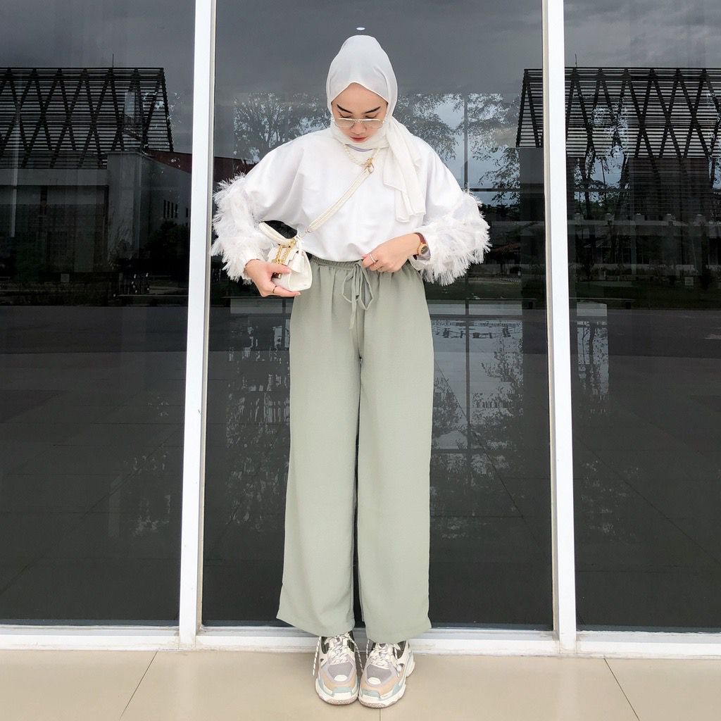 1KG MUAT 5PCS | CRINKLE PANTS LOOSE KULOT CELANA PANJANG RUBY CRINKLE HITS OOTD SELEBGRAM FASHION WANITA KOREAN STYLE