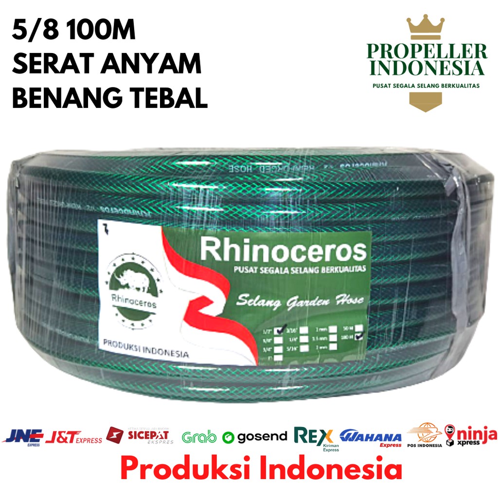 Selang Air Benang Hijau RHINOCEROS 5/8 100Meter Selang Air Taman Selang Air Elastis