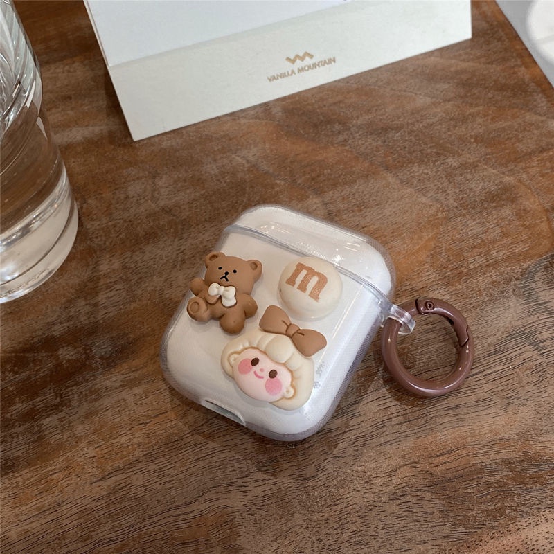 Casing Silikon Motif Teddy Bear Untuk Simpan Earphone Wireless Bluetooth Apple Airpods 1 / 2