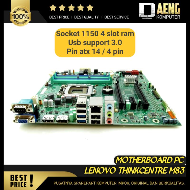 Motherboard Mainboard Mobo PC Lenovo ThinkCentre M83 Socket 1150 4 Slot Ram Original Murah