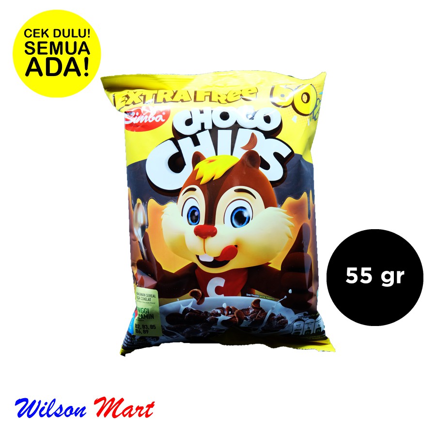 

SIMBA CHOCO CHIPS SEREAL SARAPAN RASA COKLAT 55 GRAM