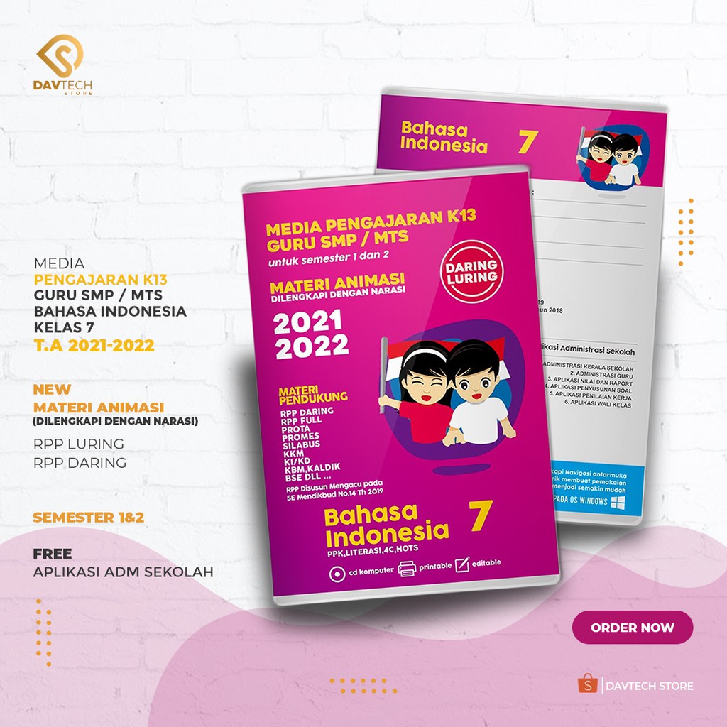 Cd Rpp media ajar daring bahasa indonesia kelas 7 SMP/MTS ajran baru