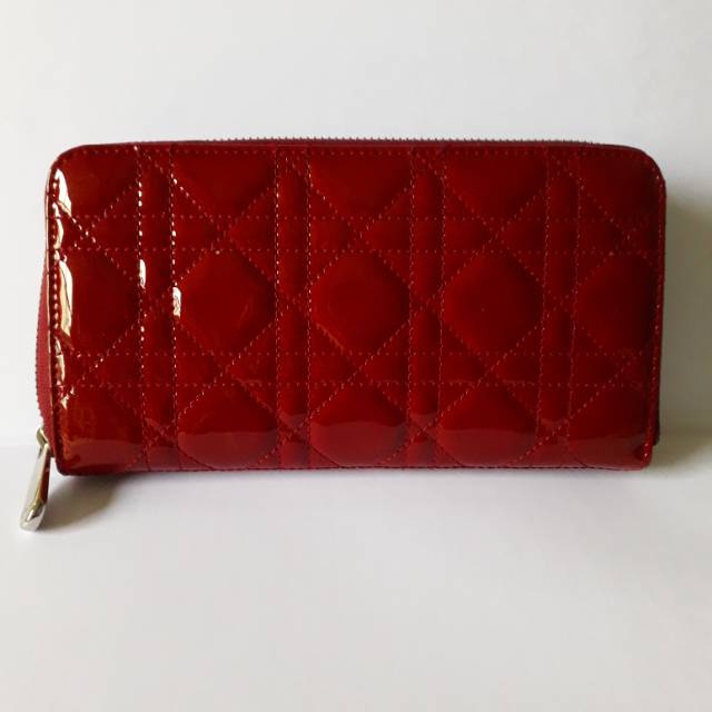 Dior wallet red patent